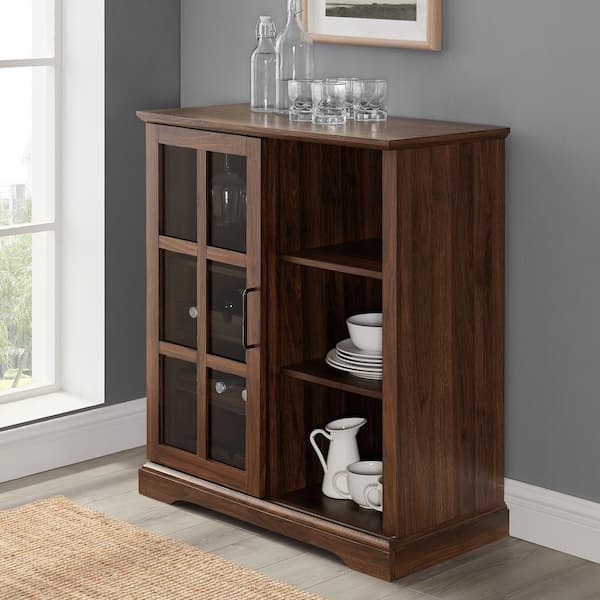 Welwick Designs 36 In Dark Walnut Sliding Glass Door Bar Cabinet Hd8300 The Home Depot Welwick Designs 36 In Dark Walnut, Display Case Sliding Glass Door Track Home Depot