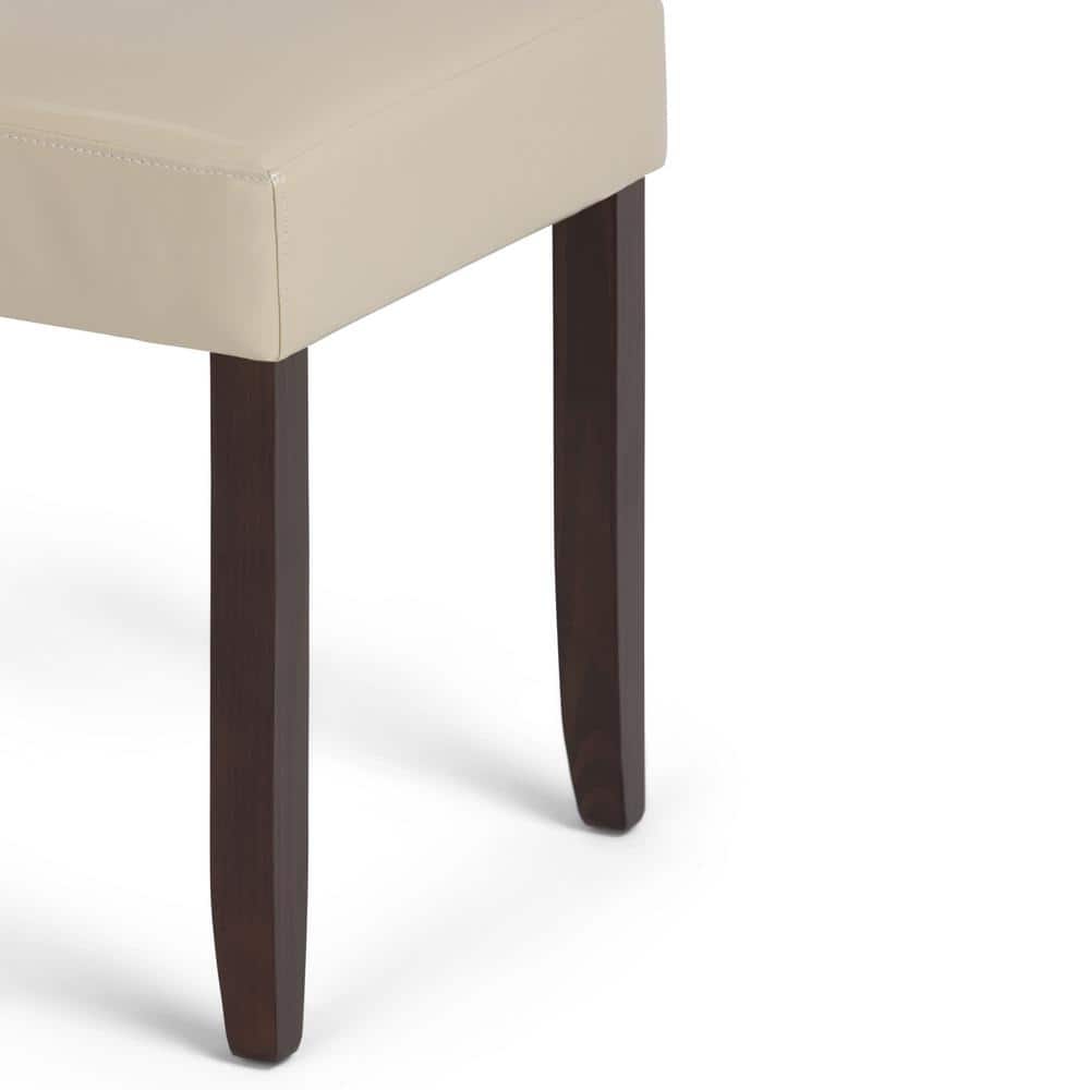 Off-White Faux Leather Upholstered Parsons Dining Chair Set