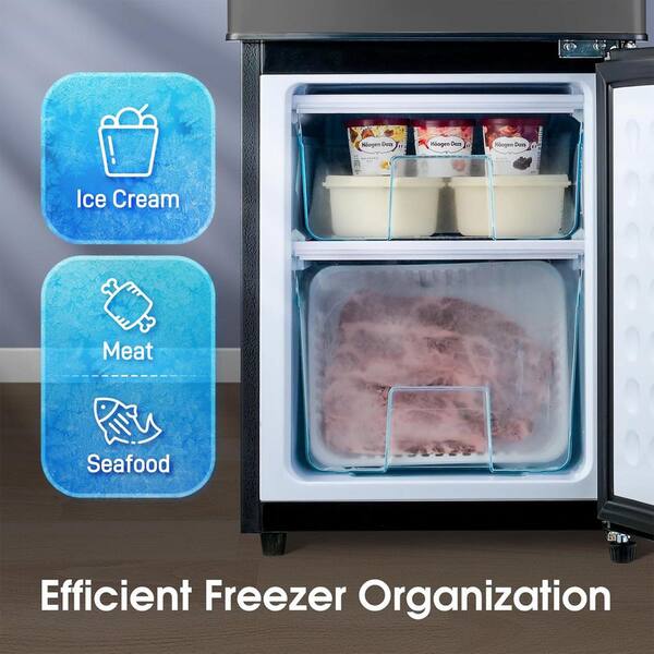JEREMY CASS 4 cu. ft. Retro Mini Refrigerator in Black with Bottom