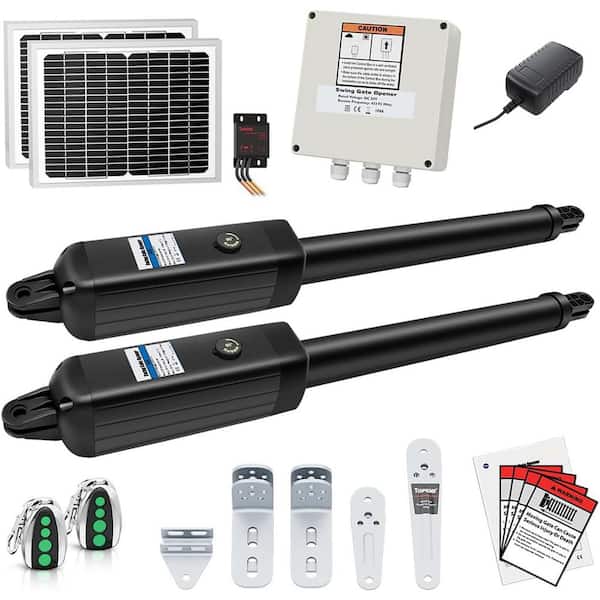 Automatic Solar Gate Opener for Heavy Duty Dual Swing Gates Battery Powered with Remote Control Kit