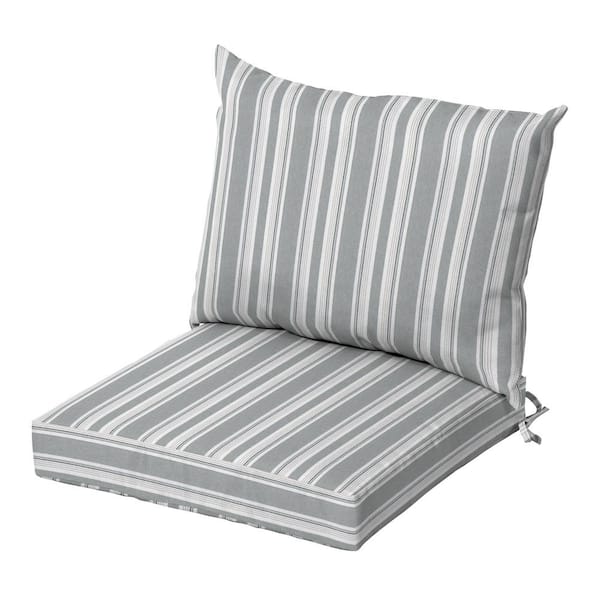 ARDEN 21 x 17 Oceantex Outdoor Deep Seating Lounge Dining Chair Cushion Set, Pebble Grey Stripe