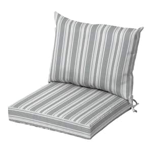 21 x 17 Oceantex Outdoor Deep Seating Lounge Dining Chair Cushion Set, Pebble Grey Stripe