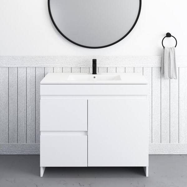 MTD Vanities 36-in White Single Sink Bathroom Vanity with White Ceramic Top
