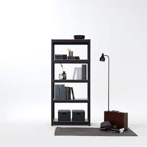 Kepsuul 77 in. Black Wood 4 Shelf Standard Bookcase with Adjustable Shelves