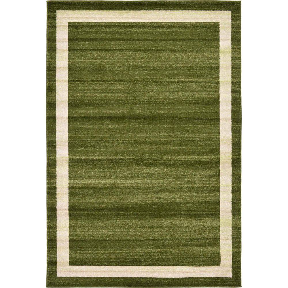 Green Polypropylene 6 ft. x 9 ft. Solid Color Indoor Area Rug