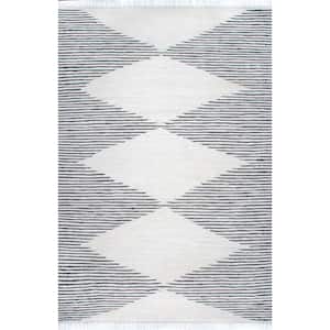 Collins Lined Diamonds Ivory 5 ft. x 8 ft. Moroccan Area Rug