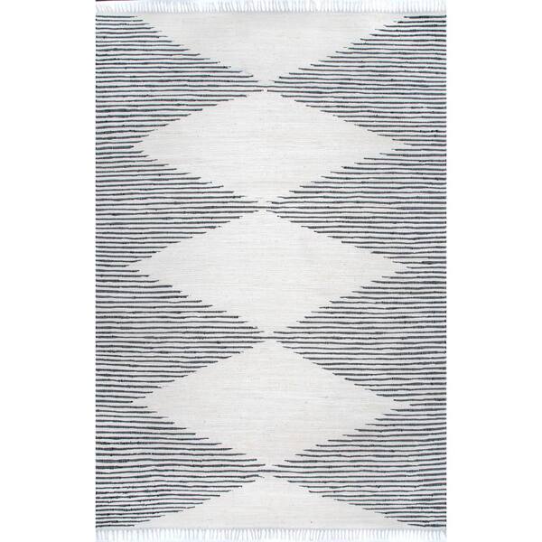 nuLOOM Collins Lined Diamonds Ivory 6 ft. x 9 ft. Moroccan Area Rug