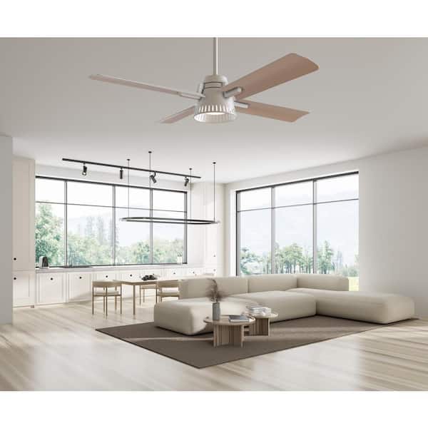 Thelbridge 52 in. Indoor/Outdoor Matte White Ceiling Fan with Adjustable White Integrated LED with Remote Included