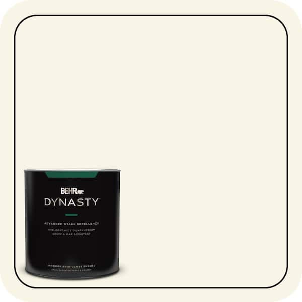 BEHR DYNASTY 1 qt. #W-D-700 Powdered Snow Semi-Gloss Enamel Interior Stain-Blocking Paint & Primer
