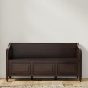 Connaught Chestnut Brown Wide Entryway Storage Bench (30 in. H x 56 in. W x 18 in. D)