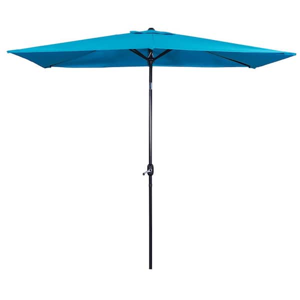 Tatayosi 10 ft. Rectangle Market Patio Umbrella with Tilt and Crank Mechanism in Lake Blue