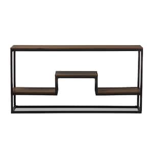 Doreen 63 in. Brown/Black Standard Rectangle Wood Console Table with Storage