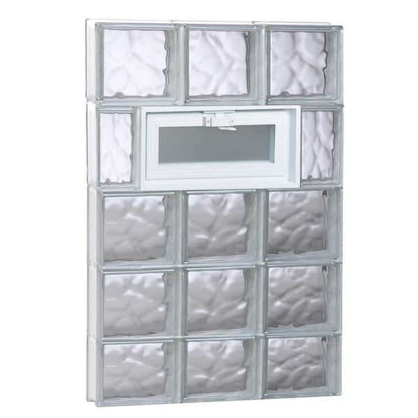 Clearly Secure 23.25 in. x 36.75 in. x 3.125 in. Frameless Wave Pattern Vented Glass Block Window