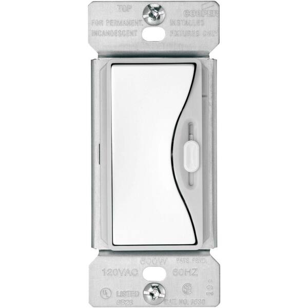 Eaton Aspire 600-Watt Slide Dimmer with Preset in White Satin