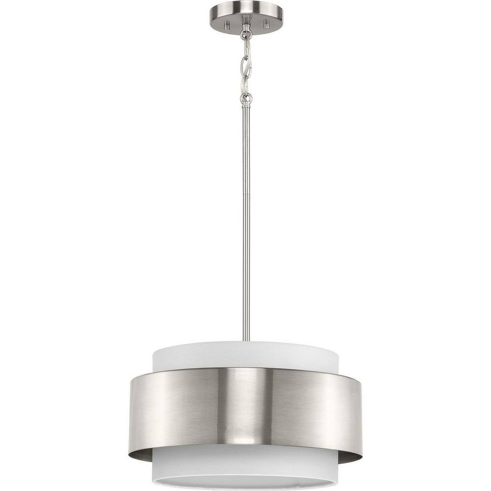Silva Brushed Nickel Glass Drum Pendant Light
