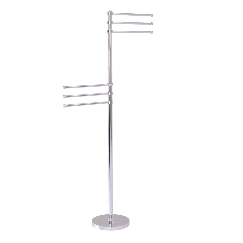 Polished Nickel Freestanding Towel Stand with Pivoting Arms