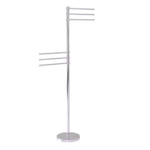 Towel Stand with 6-Pivoting 12 in. Arms in Polished Chrome