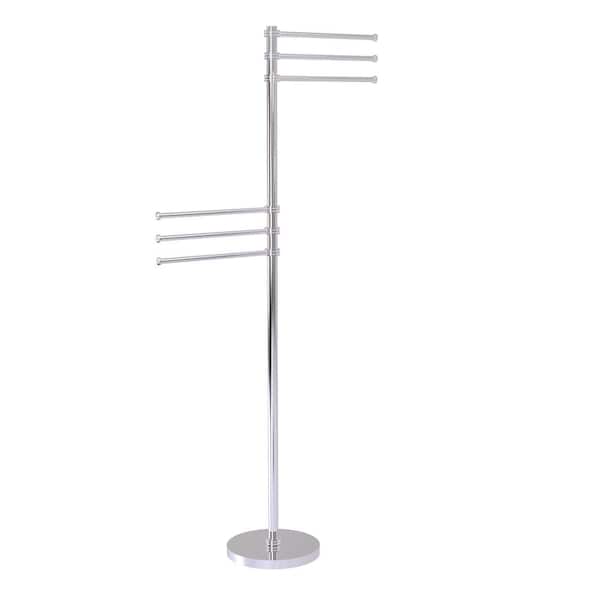 Allied Brass Towel Stand with 6-Pivoting 12 in. Arms in Polished Chrome