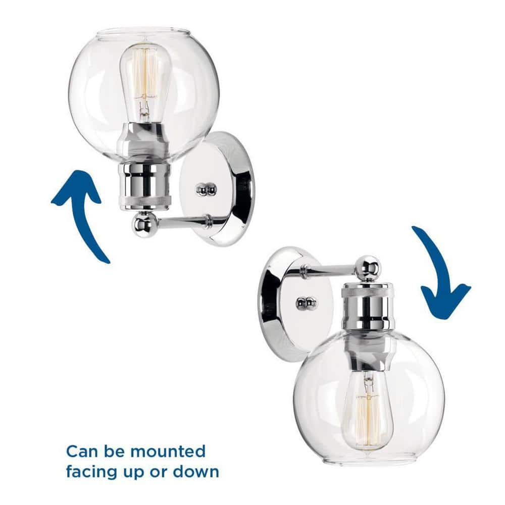 Polished Nickel 9.5" Bath Vanity Light with Clear Glass Shade