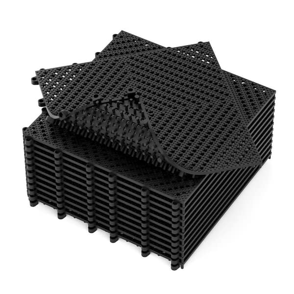 12 in. x 12 in. Interlocking Drainage Floor Tile Set, Anti-Slip PVC for Patio, Garage and Pool Areas(12-Pack)