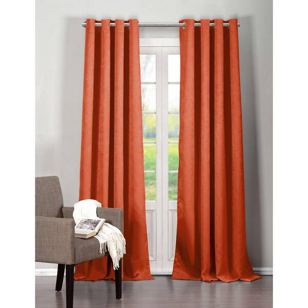 Duck River Orange Spice Woven Thermal Blackout Curtain - 40 in. W x 84 in. L  (Set of 2)