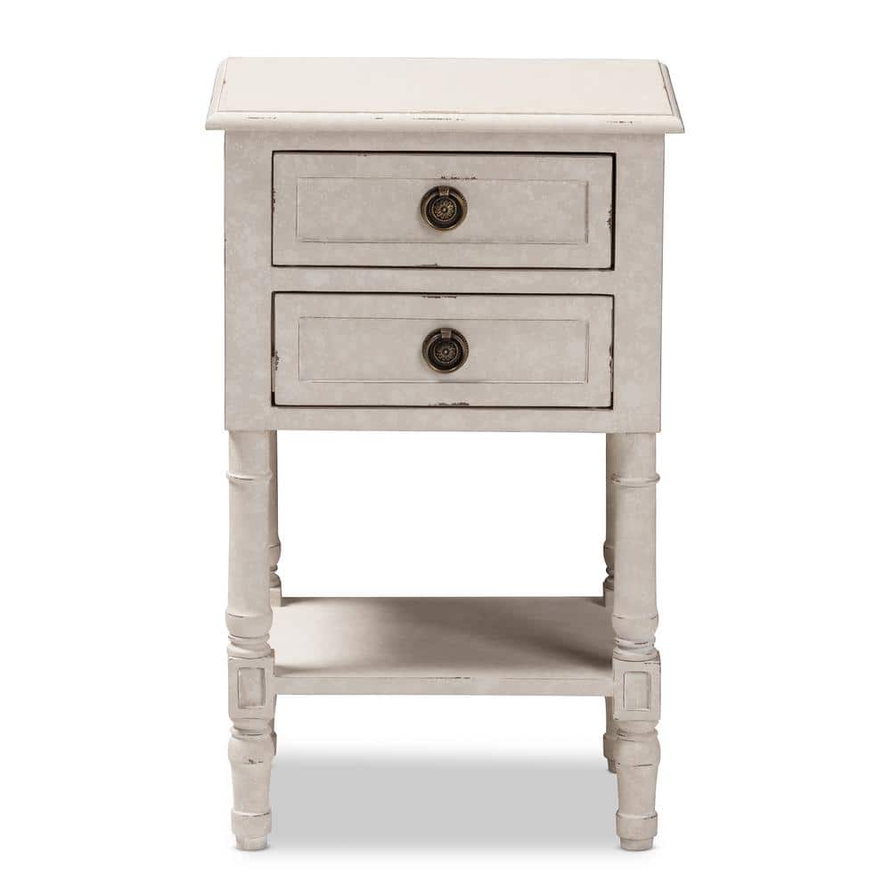 Baxton Studio Lenore 2-Drawer White Nightstand 146-8189-HD - The Home Depot