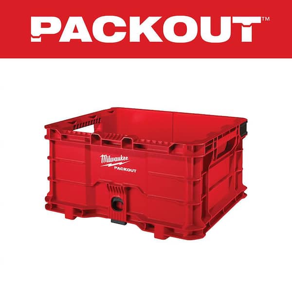 PACKOUT 18.6 in. Tool Storage Crate Bin with Carrying Handles and 50 lbs. Weight Capacity