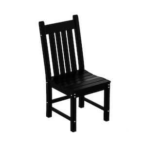 Hayes HDPE Plastic All Weather Outdoor Patio Armless Slat Back Dining Side Chair in Black