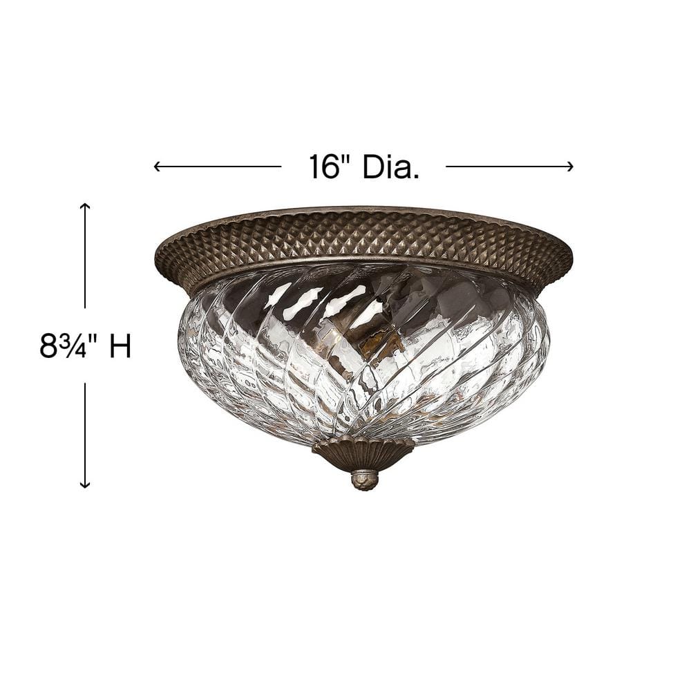 Pearl Bronze 3-Light Indoor/Outdoor Flush Mount with Clear Optic Glass