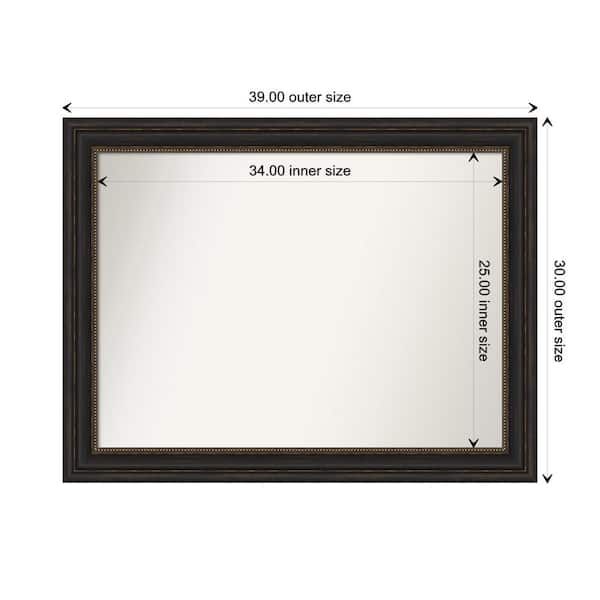 Amanti Art Accent Bronze 39 in. x 30 in. Custom Non-Beveled Polystyrene Antique Framed Bathroom Vanity Wall Mirror