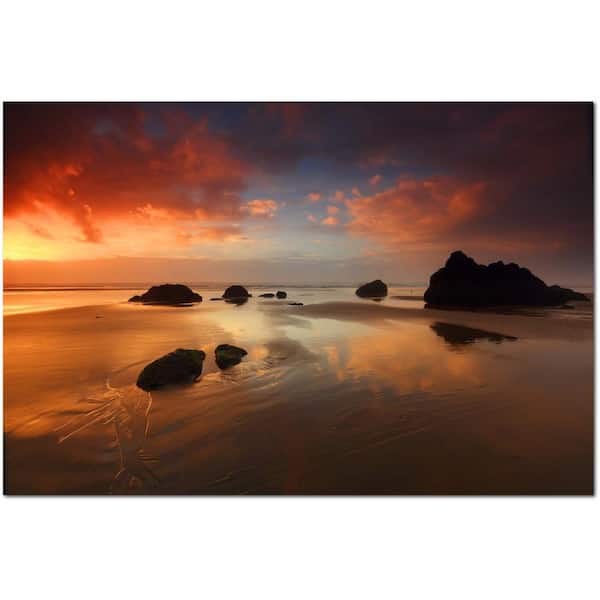 Courtside Market Sunset Cannon Beach 18 in. x 26 in. Gallery-Wrapped Canvas Wall Art
