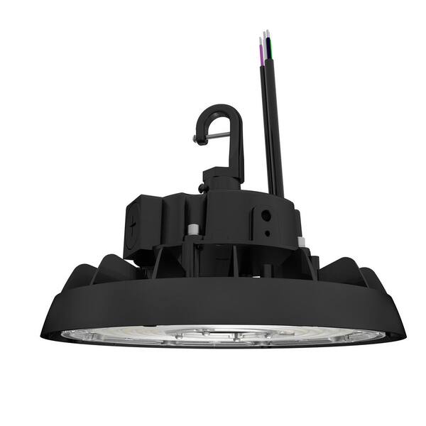 Lecoht 10 in. 100/120/150-Watt Selectable Commercial Lighting Black UFO High Bay Garage Light, 3000/4000/5000K
