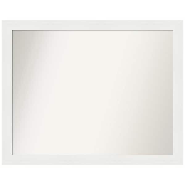 Amanti Art Vanity White Narrow 35.5 in. x 28.5 in. Custom Non-Beveled Recycled Polystyrene Framed Bathroom Vanity Wall Mirror