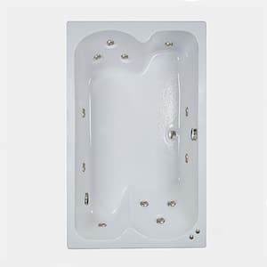 60 in. Acrylic Rectangular Drop-in Whirlpool Bathtub in Biscuit