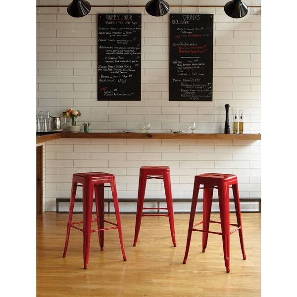 Office Star Products 30.25 in. Red Bar Stool (Set of 4)