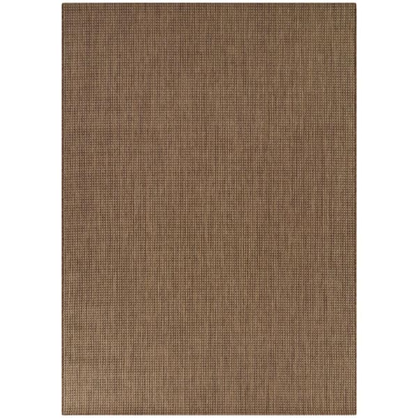 Border Brown 5 ft. x 7 ft.  Solid Indoor/Outdoor Area Rug