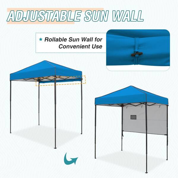 EAGLE PEAK 5 ft. x 5 ft. Blue Pop Up Canopy with 1 Removable Sunwall  E25SW1-BLU-AZ - The Home Depot