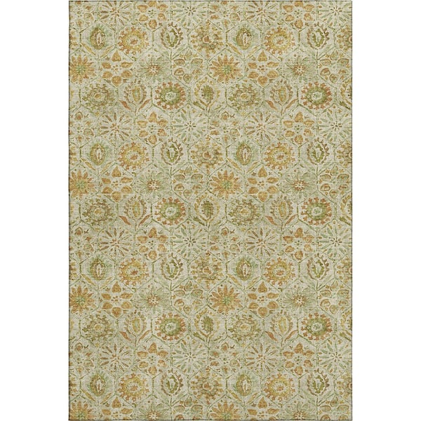 Mayfield Premium Machine Washable Abstract AMF1938 Beige 5 ft. x 7 ft. 6 in. Area Rug