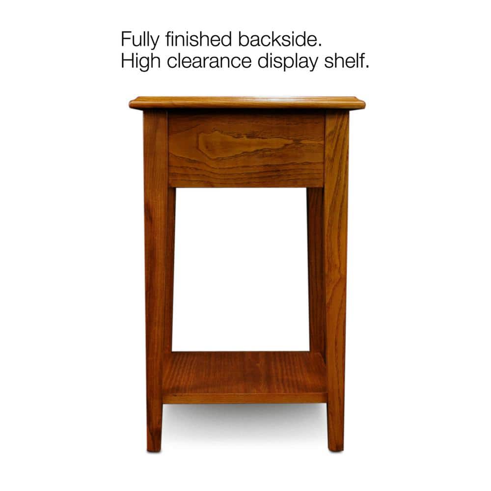 Medium Oak Rectangular Wood Side Table with Storage