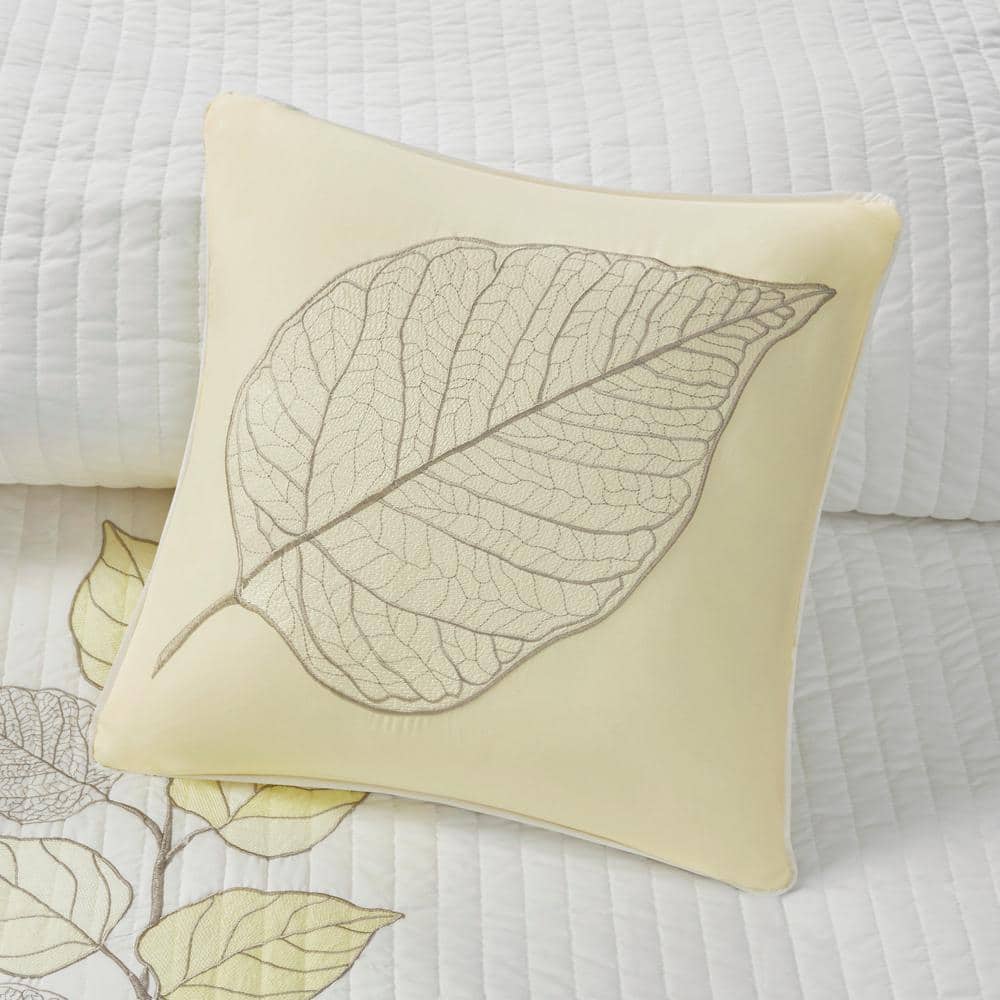 Yellow Reversible Embroidered Microfiber Full Quilt Set
