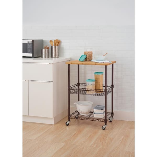TRINITY EcoStorage Dark Bronze Kitchen Cart TBFPBR-1411 - The Home