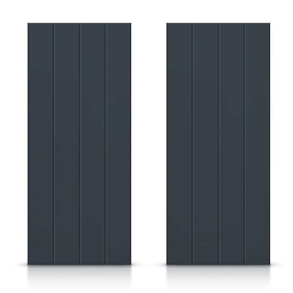 CALHOME 48 in. x 80 in. Hollow Core Charcoal Gray Stained Composite MDF Interior Double Closet Sliding Doors