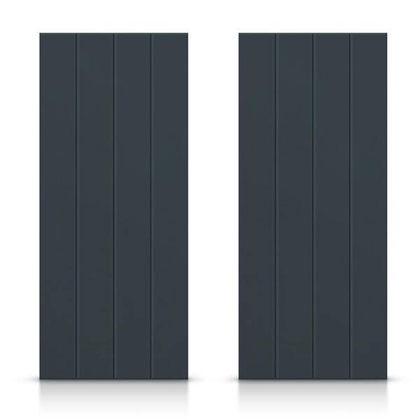 72 in. x 80 in. Hollow Core Charcoal Gray Stained Composite MDF Interior Double Closet Sliding Doors
