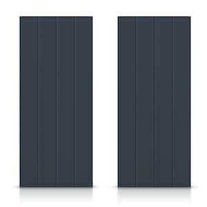 60 in. x 96 in. Hollow Core Charcoal Gray Stained Composite MDF Interior Double Closet Sliding Doors
