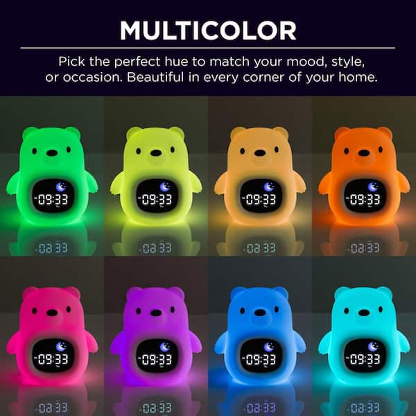 USB Operated Squishy Bear Clock with Sounds Multi-Color Integrated