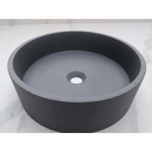 Grey Concrete Round Vessel Bathroom Sink without Faucet and Drain