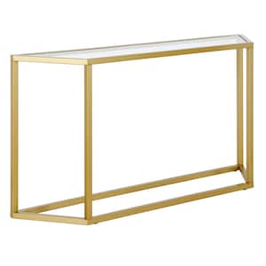 Levi 55 in. Rectangle Gold Glass Console Table