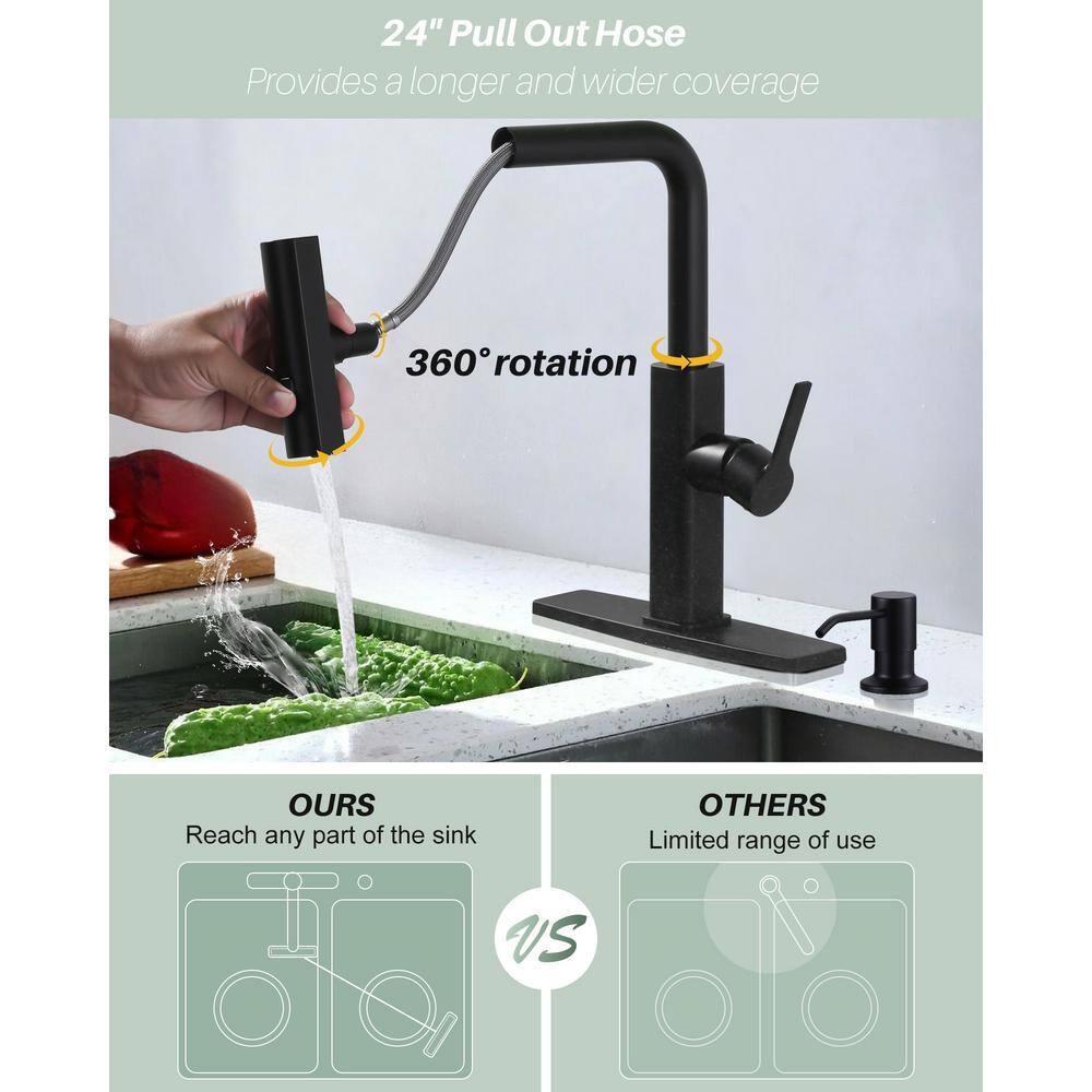 Matte Black Stainless Steel Pull Down Sprayer Faucet