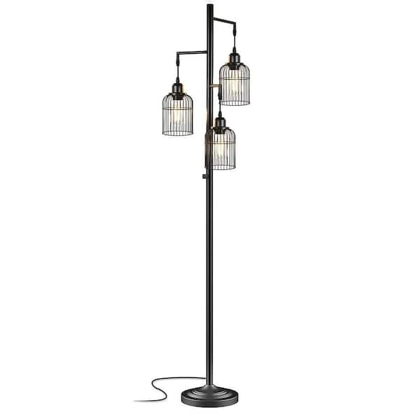Rottogoon 68 in. Industrial farmhouse Black Standing Lamp