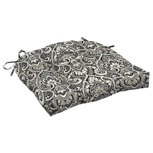 Black Aurora Damask Square Outdoor Wicker Chair Cushion